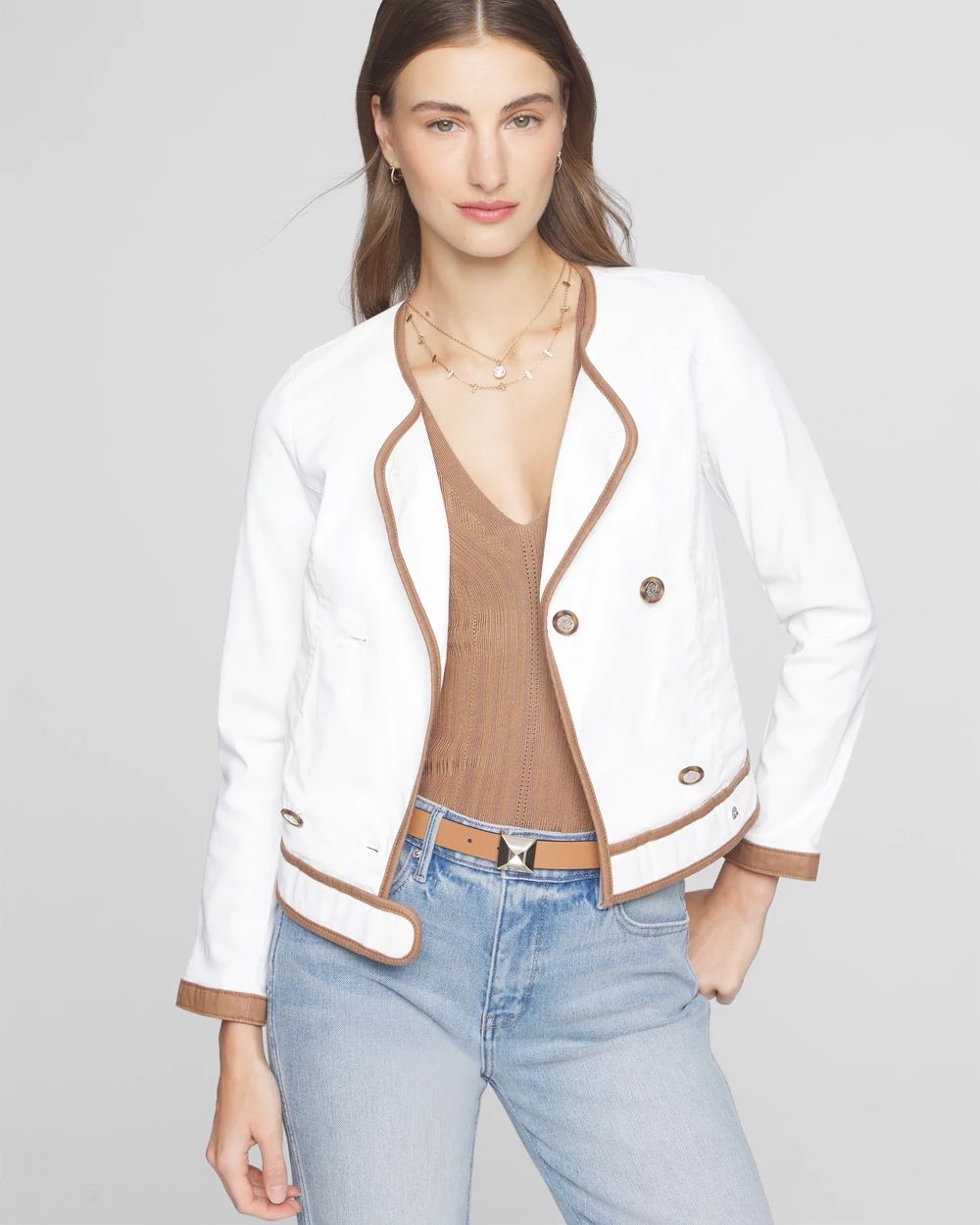 Coated denim jacket womens sales